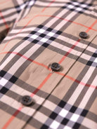 Camicia per bambino Burberry Kids beige con caratteristico motivo Vintage Check all - over - Rubino Kids