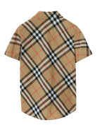 Camicia per bambino Burberry Kids beige con motivo Vintage check - Rubino Kids