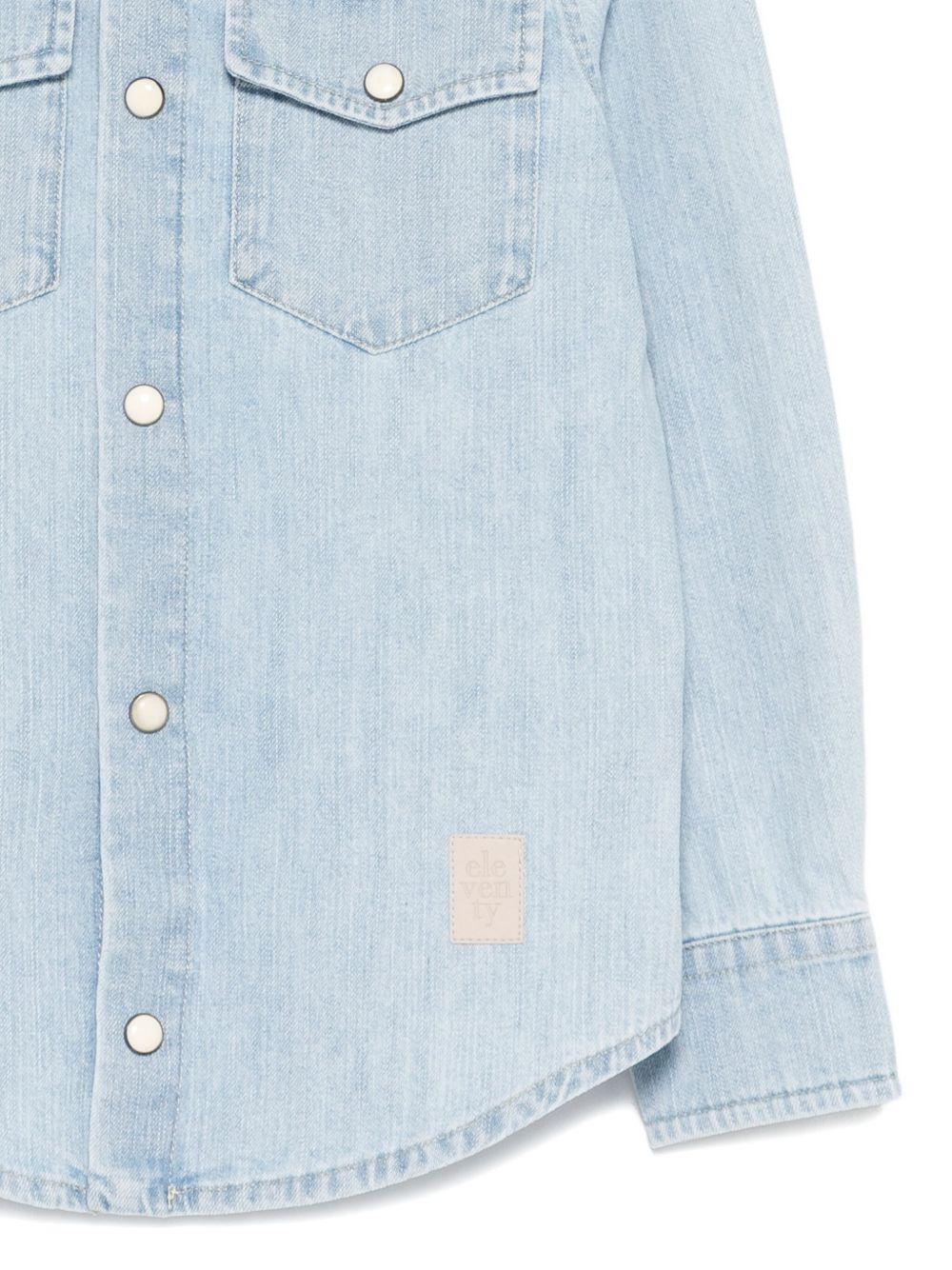 Camicia per bambino Eleventy Kids denim con toppa con logo - Rubino Kids