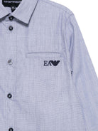Camicia per bambino Emporio Armani Kids azzurra con logo ricamato - Rubino Kids