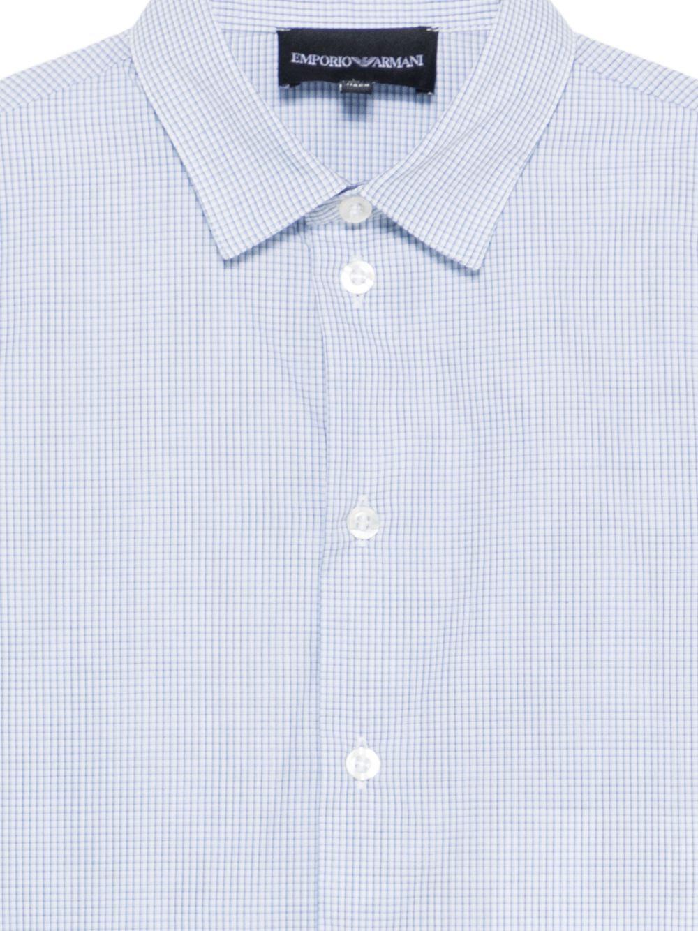 Camicia per bambino Emporio Armani Kids azzurra con logo ricamato sul davanti - Rubino Kids