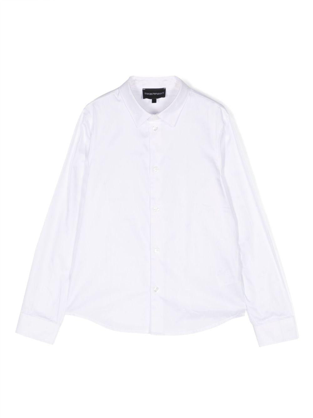 Camicia per bambino Emporio Armani Kids bianca con logo jacquard - Rubino Kids