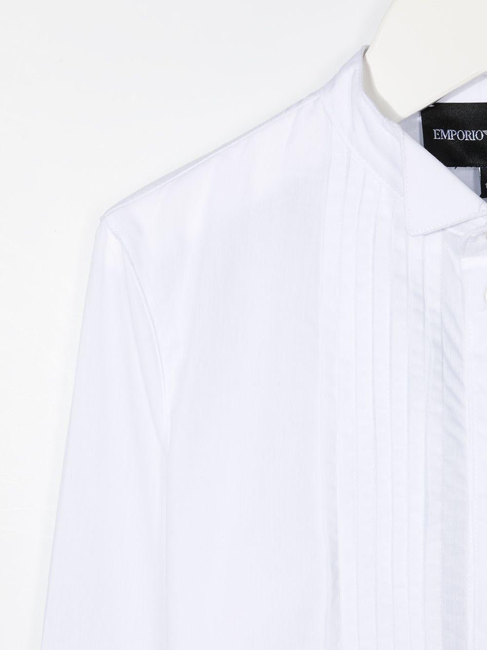 Camicia per bambino Emporio Armani Kids bianca con pettorina plissettata - Rubino Kids