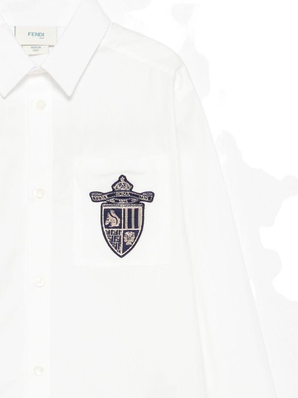 Camicia per bambino Fendi Kids bianca con scudo ricamato - Rubino Kids