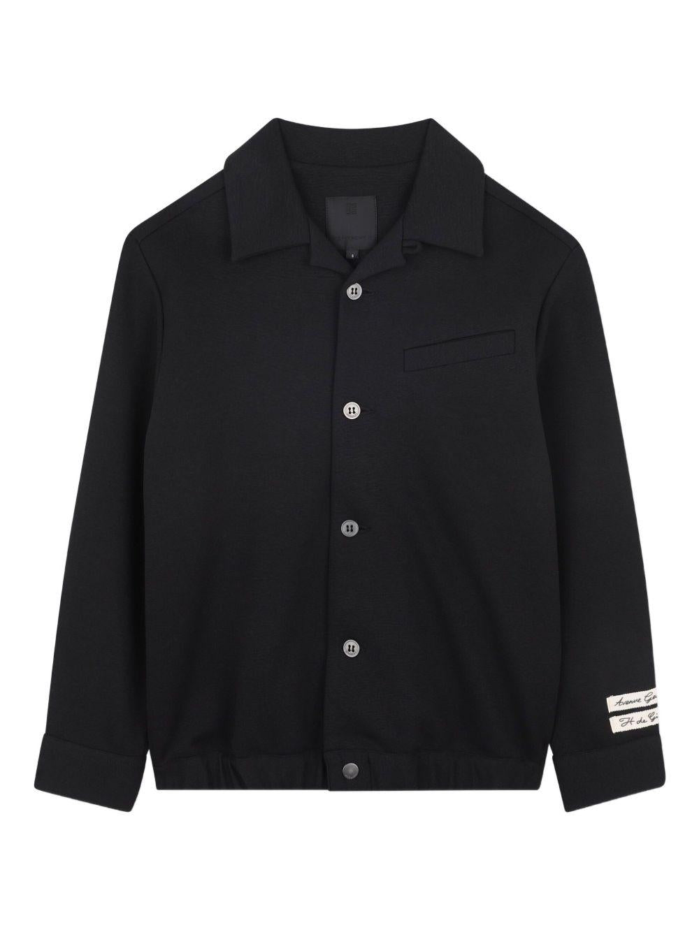 Camicia per bambino Givenchy Kids nera con applicazione con logo a contrasto - Rubino Kids