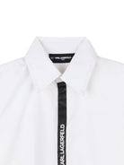 Camicia per bambino Karl Lagerfeld Kids bianco con dettaglio con logo - Rubino Kids