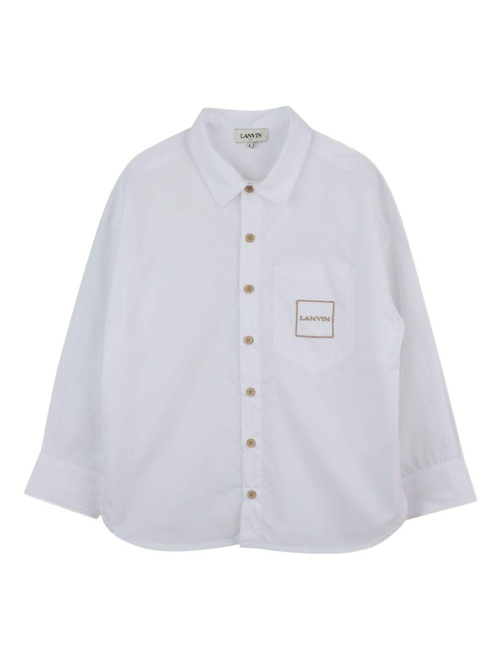 Camicia per bambino Lanvin Enfant bianca con logo ricamato sul retro - Rubino Kids