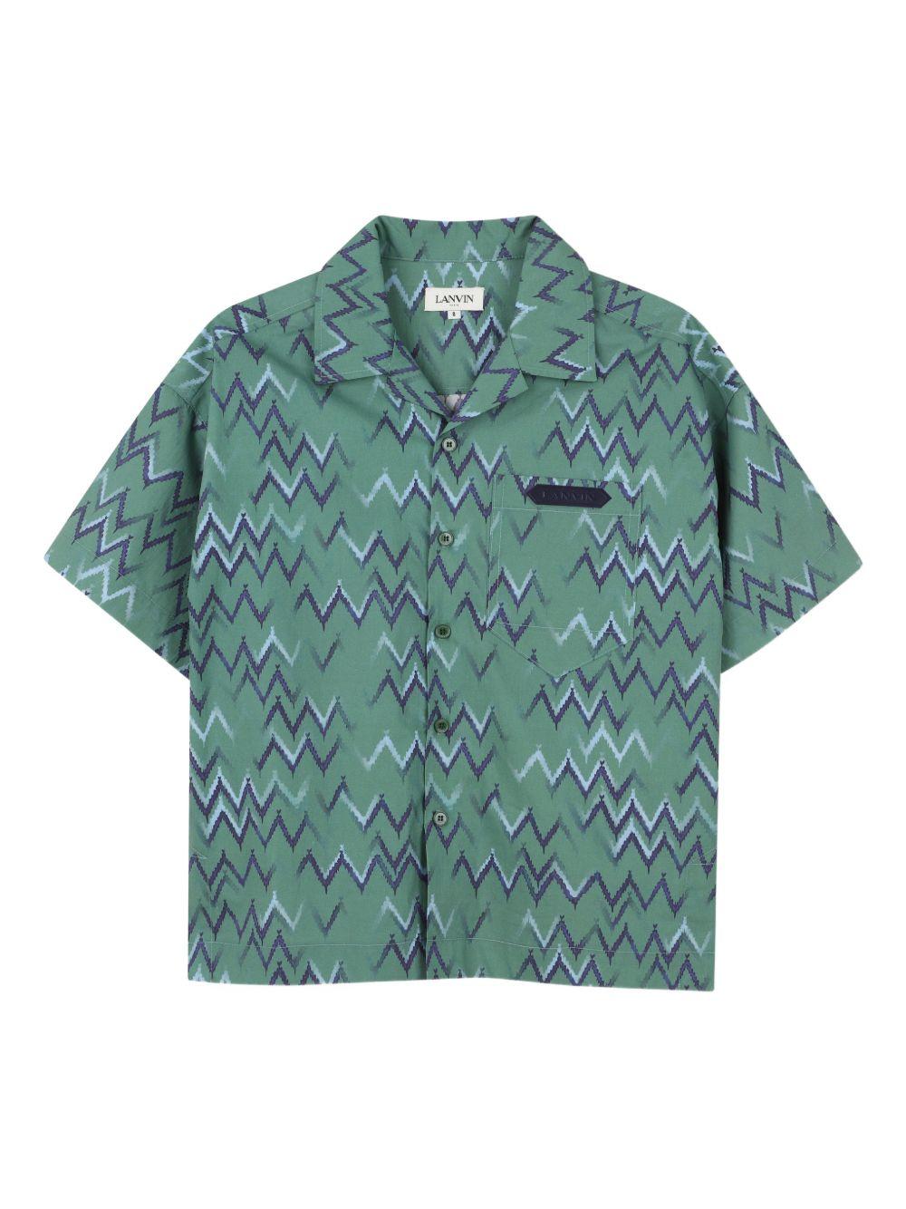 Camicia per bambino Lanvin Enfant verde con motivo a zigzag - Rubino Kids