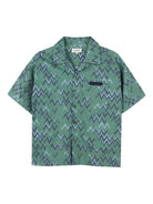 Camicia per bambino Lanvin Enfant verde con motivo a zigzag - Rubino Kids