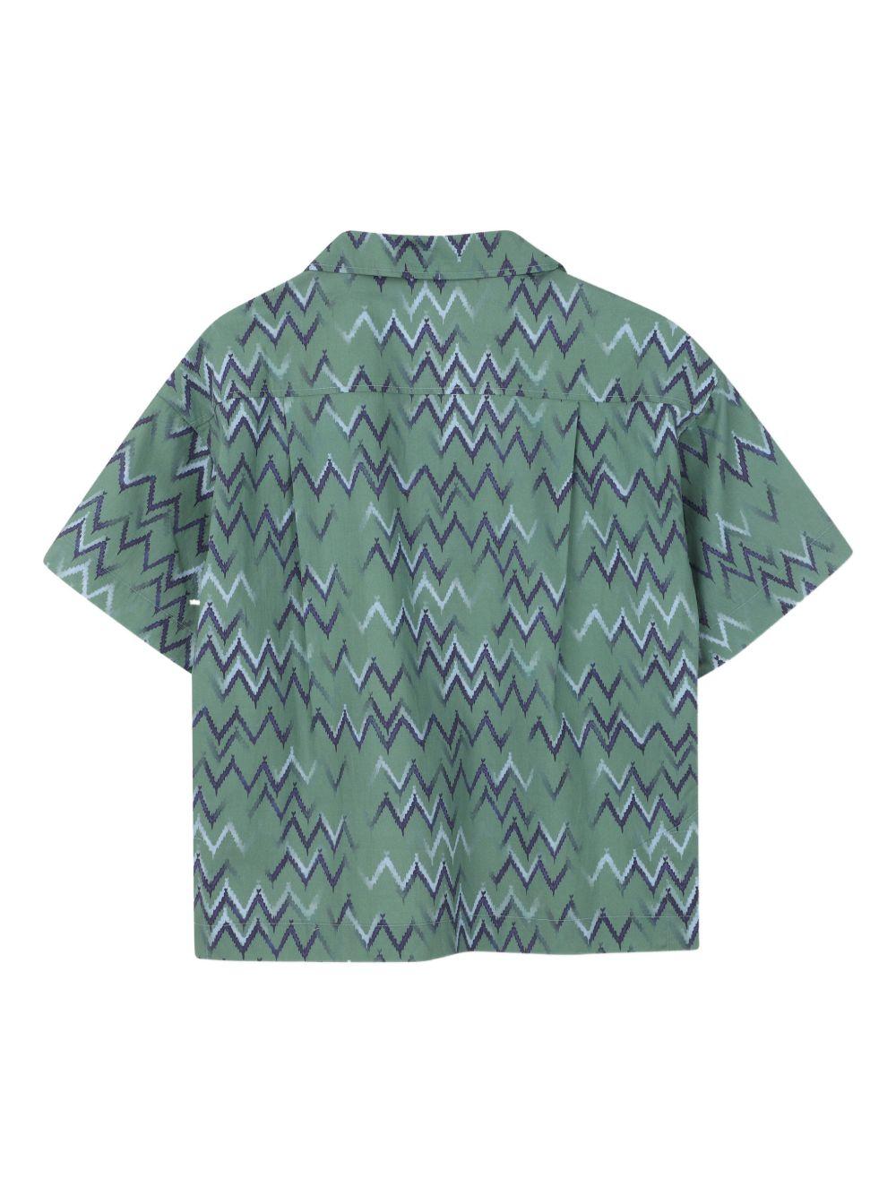 Camicia per bambino Lanvin Enfant verde con motivo a zigzag - Rubino Kids