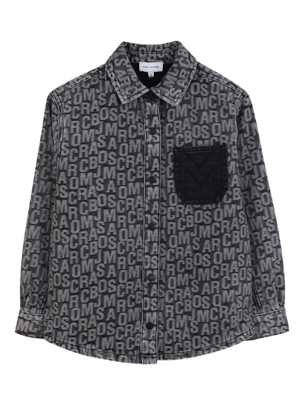 Camicia per bambino Marc Jacobs Kids nera con logo jacquard - Rubino Kids