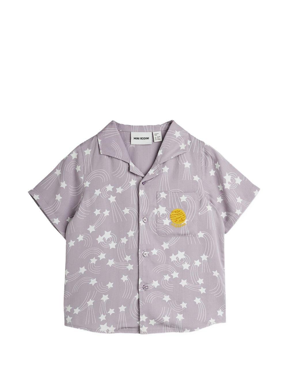 Camicia per bambino Mini Rodini viola con stampa all - over stelle - Rubino Kids