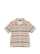 Camicia per bambino Missoni Kids beige chiaro con colletto stile campeggio - Rubino Kids