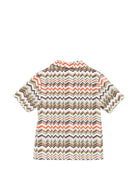 Camicia per bambino Missoni Kids beige chiaro con colletto stile campeggio - Rubino Kids
