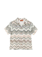 Camicia per bambino Missoni Kids beige con motivo all - over - Rubino Kids
