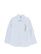 Camicia per bambino Moschino Kids azzurra con stampa grafica occhiali - Rubino Kids