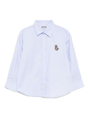 Moschino Kids light blue cotton shirt for boys with logo application