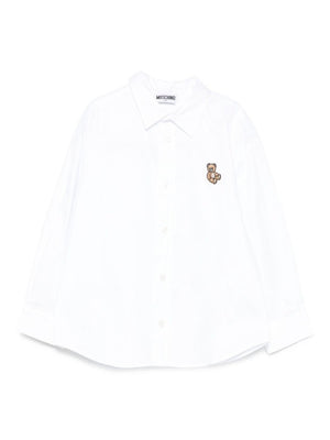 Moschino Kids white shirt with Teddy embroidery for boys