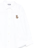 Camicia per bambino Moschino Kids bianco con ricamo Teddy - Rubino Kids