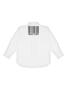 Camicia per bambino Moschino Kids bianco con stampa logo sul petto - Rubino Kids