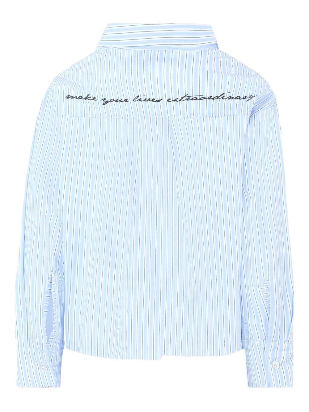 Camicia per bambino MSGM Kids azzurro a righe con tasca applicata - Rubino Kids