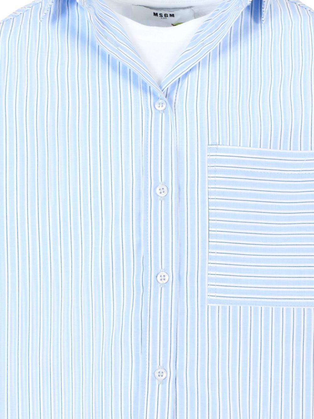 Camicia per bambino MSGM Kids azzurro a righe con tasca applicata - Rubino Kids