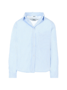 Camicia per bambino MSGM Kids azzurro a righe con tasca applicata - Rubino Kids