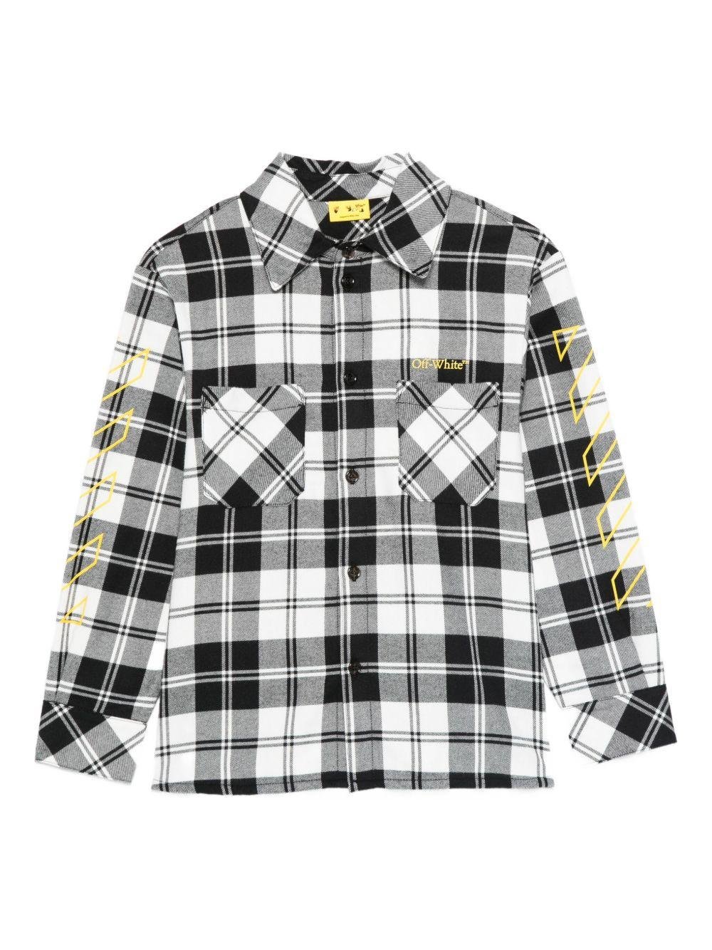 Camicia per bambino Off - White Kids bianco e nero con motivo a quadri - Rubino Kids