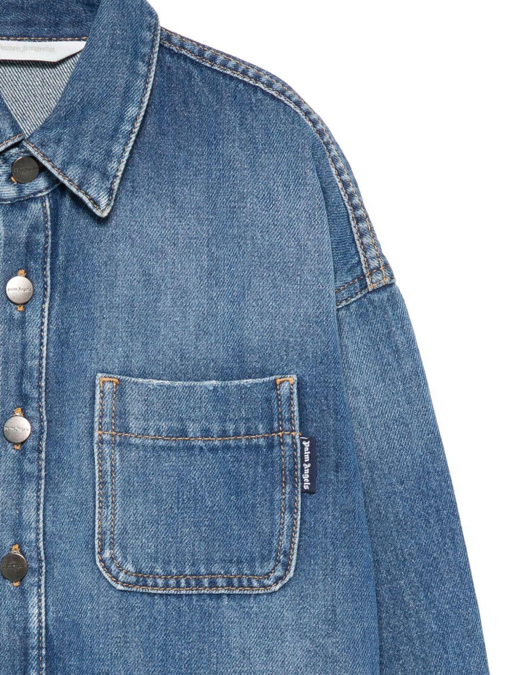 Camicia per bambino Palm Angels Kids in denim con ricamo con logo - Rubino Kids