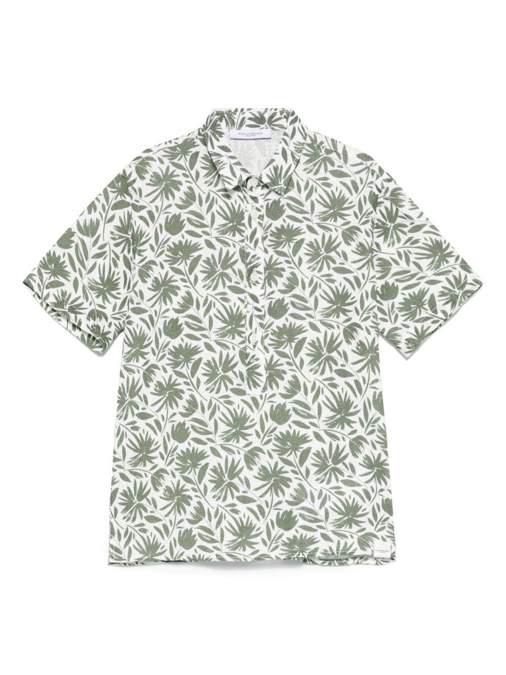 Camicia per bambino Paolo Pecora Kids bianco con stampa floreale - Rubino Kids