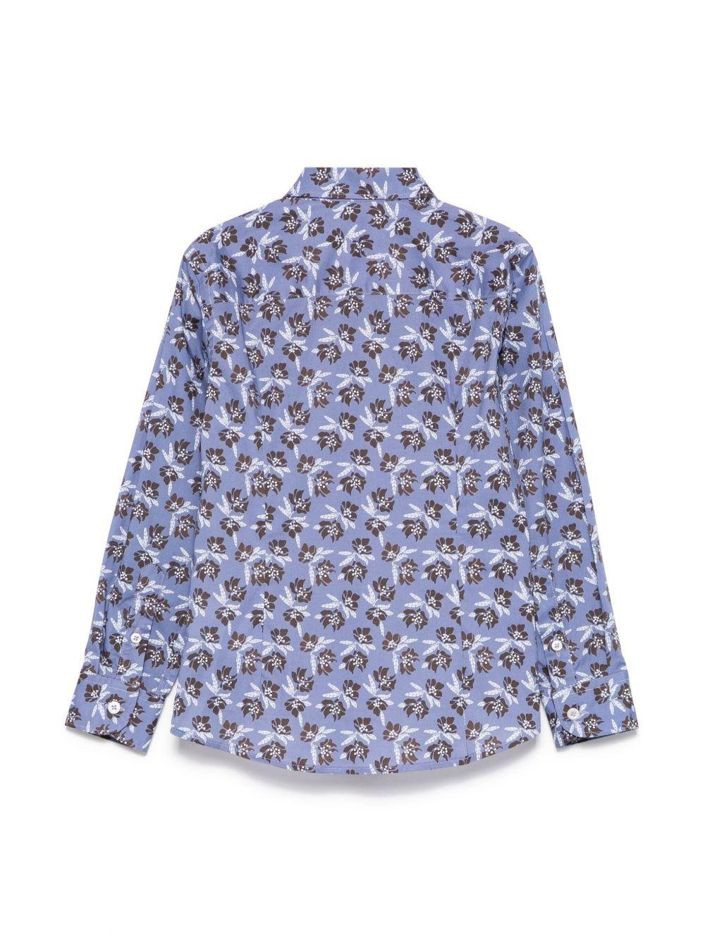 Camicia per bambino Paolo Pecora Kids blu con stampa floreale - Rubino Kids