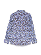 Camicia per bambino Paolo Pecora Kids blu con stampa floreale - Rubino Kids