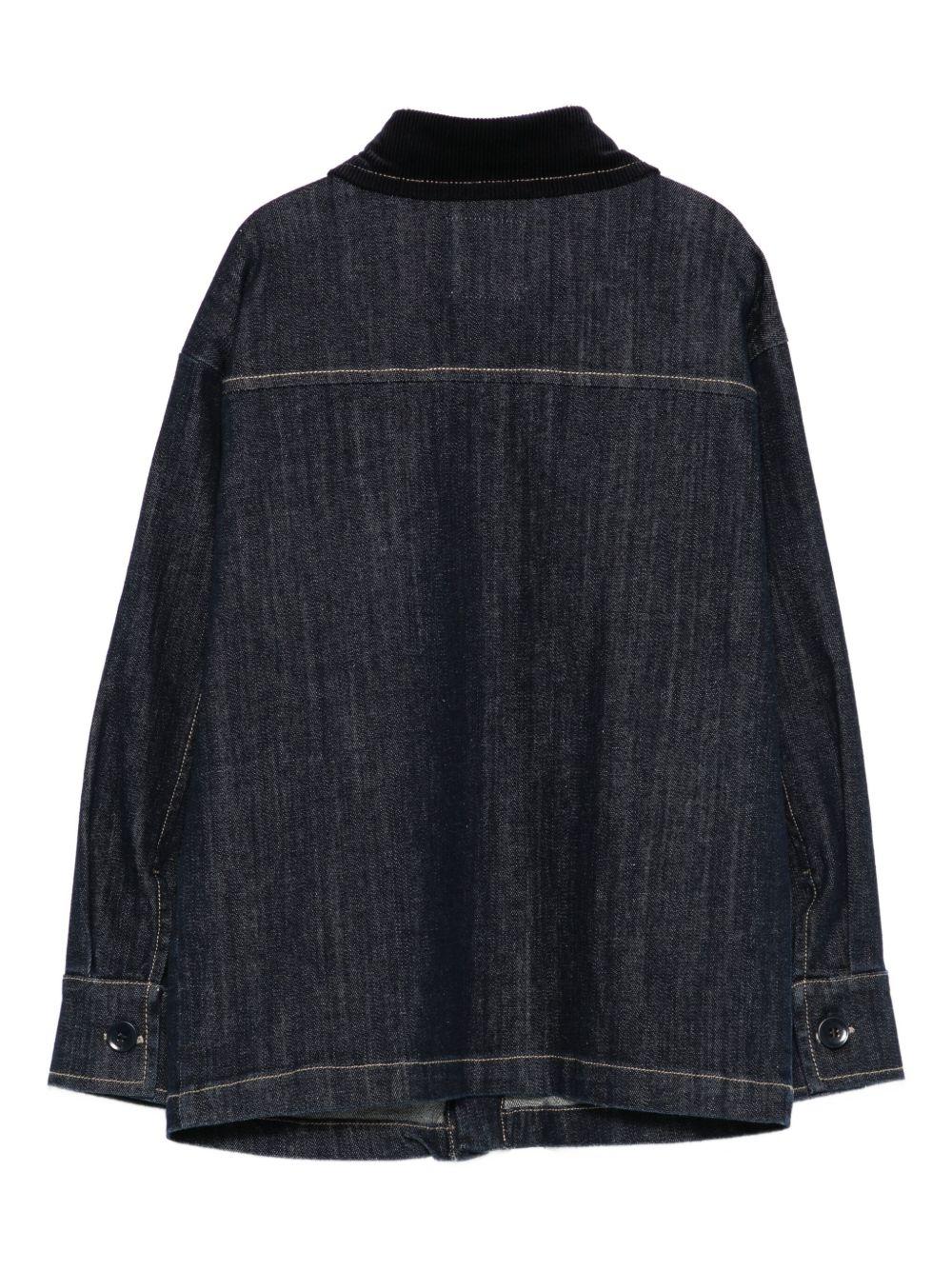 Camicia per bambino Paolo Pecora Kids in denim con colletto in velluto - Rubino Kids