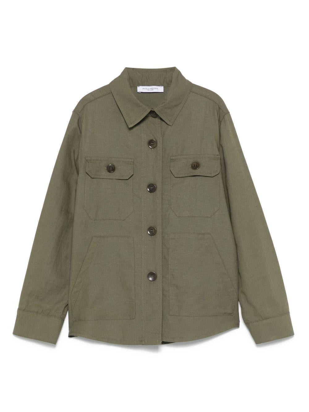 Camicia per bambino Paolo Pecora Kids verde con polsini con bottone - Rubino Kids