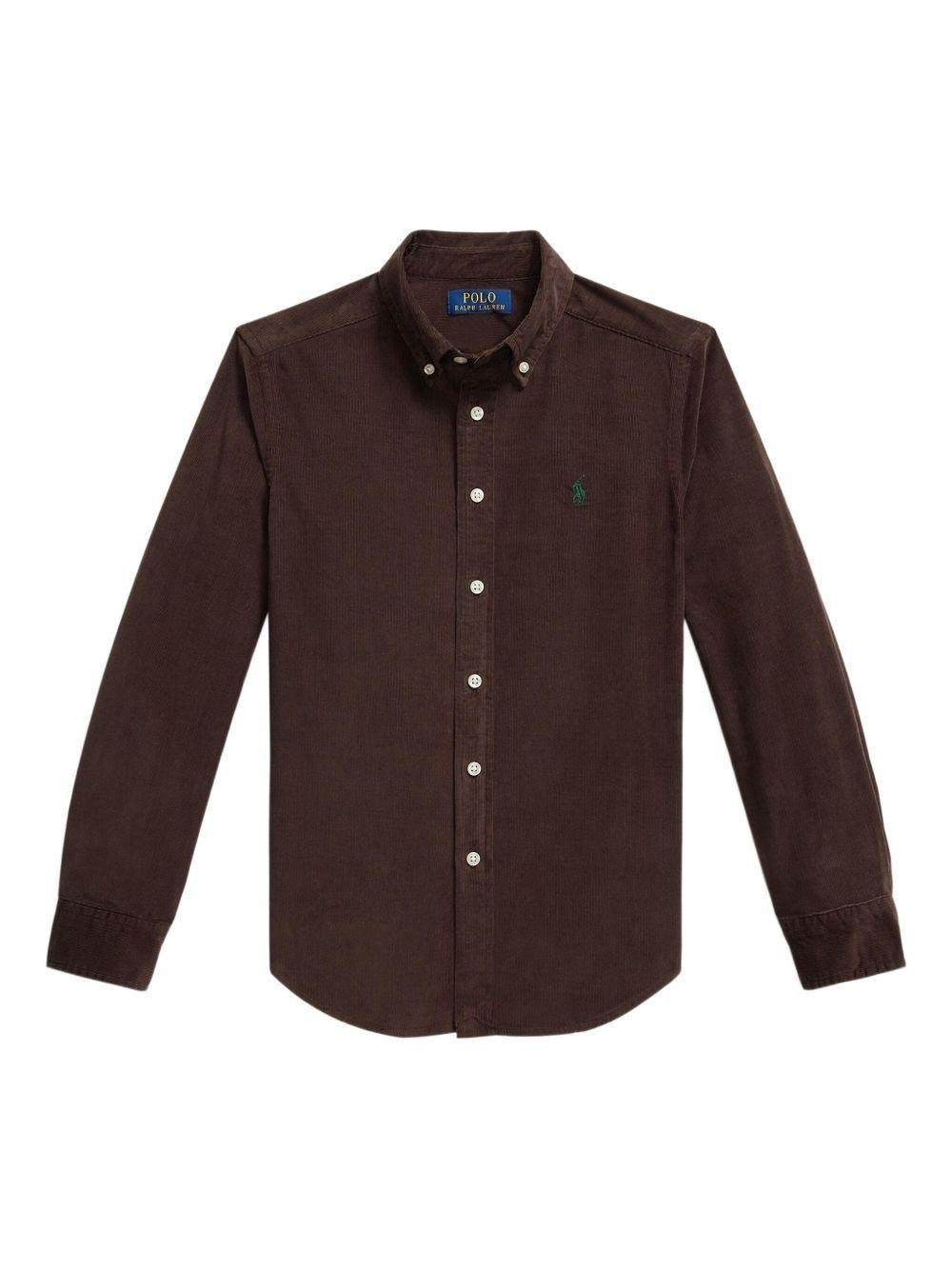 Camicia per bambino Polo Ralph Lauren Kids marrone con motivo Polo Pony - Rubino Kids