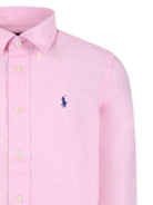 Camicia per bambino POLO RALPH LAUREN KIDS rosa in lino - Rubino Kids