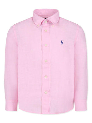 Camicia per bambino POLO RALPH LAUREN KIDS rosa in lino