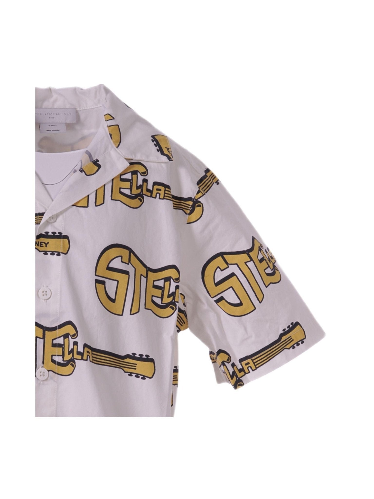Camicia per bambino Stella McCartney Kids bianca con stampo logo chitarra - Rubino Kids