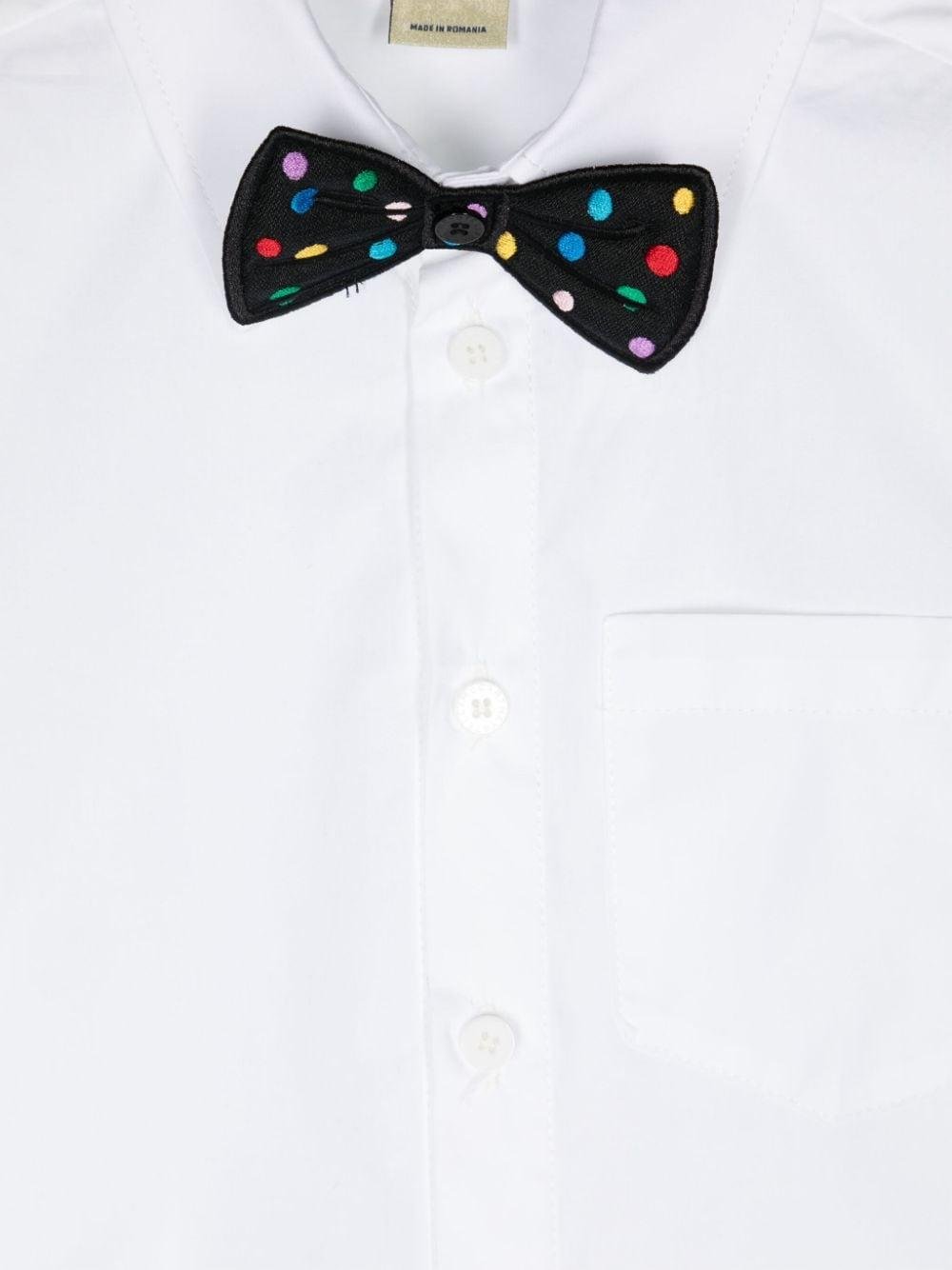 Camicia per bambino Stella McCartney Kids bianco con applicazione a pois con papillon - Rubino Kids