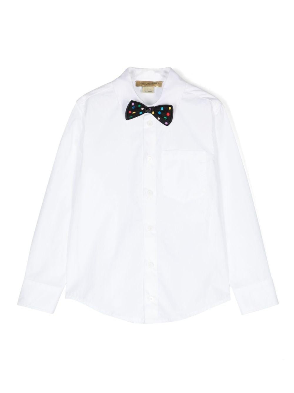 Camicia per bambino Stella McCartney Kids bianco con applicazione a pois con papillon - Rubino Kids