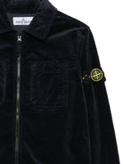 Camicia per bambino Stone Island Junior blu a coste con zip - Rubino Kids
