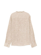 Camicia per bambino Trussardi Junior beige con ricamo logo sul davanti - Rubino Kids