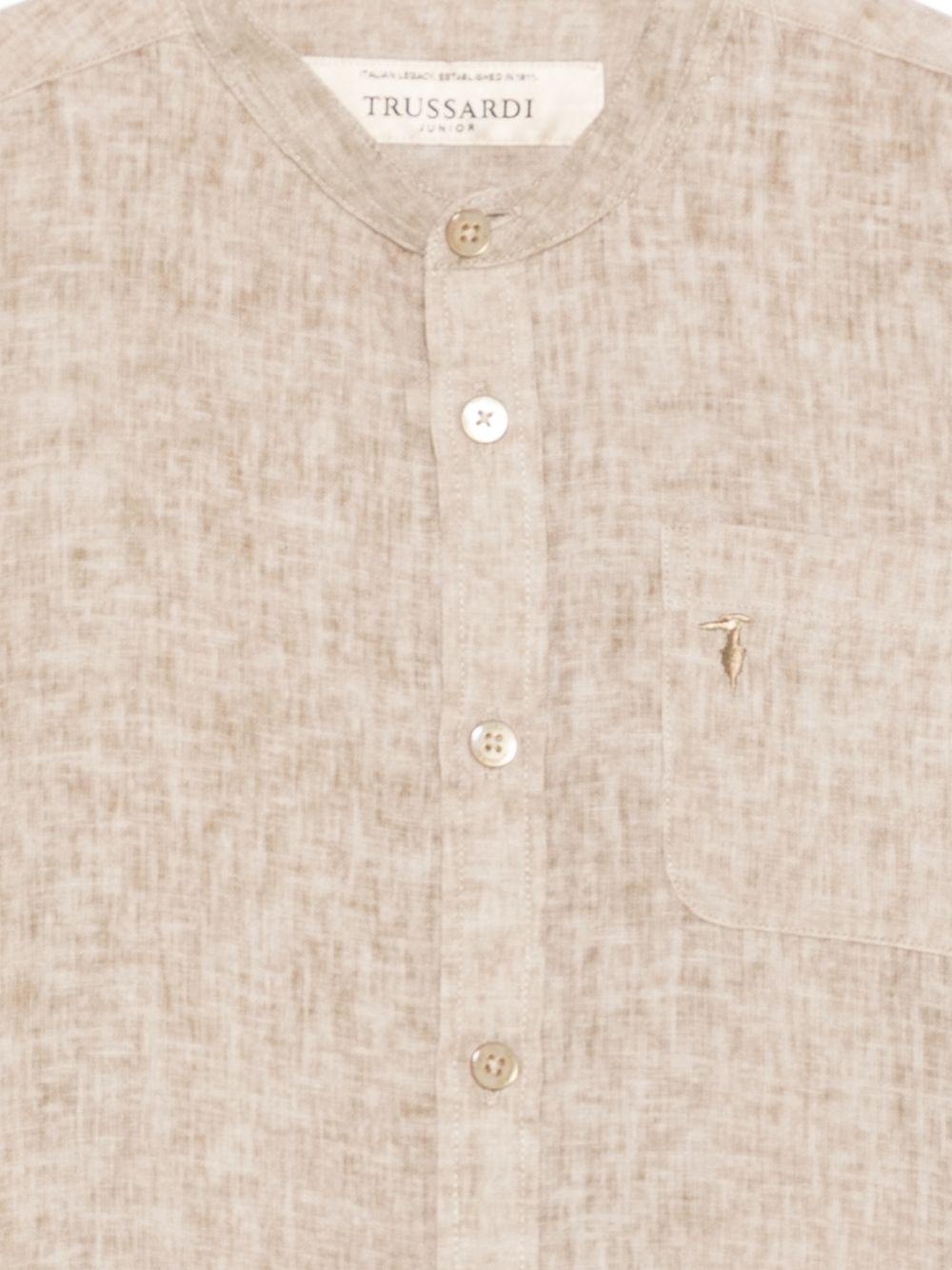 Camicia per bambino Trussardi Junior beige con ricamo logo sul davanti - Rubino Kids