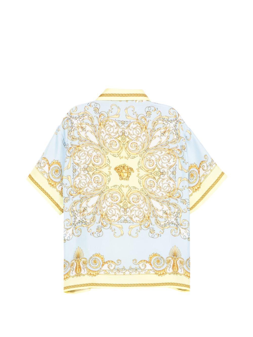 Camicia per bambino Versace Kids azzurra con motivo barocco - Rubino Kids