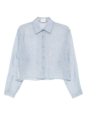 Camicia per donna Alysi azzurra con motivo screziato