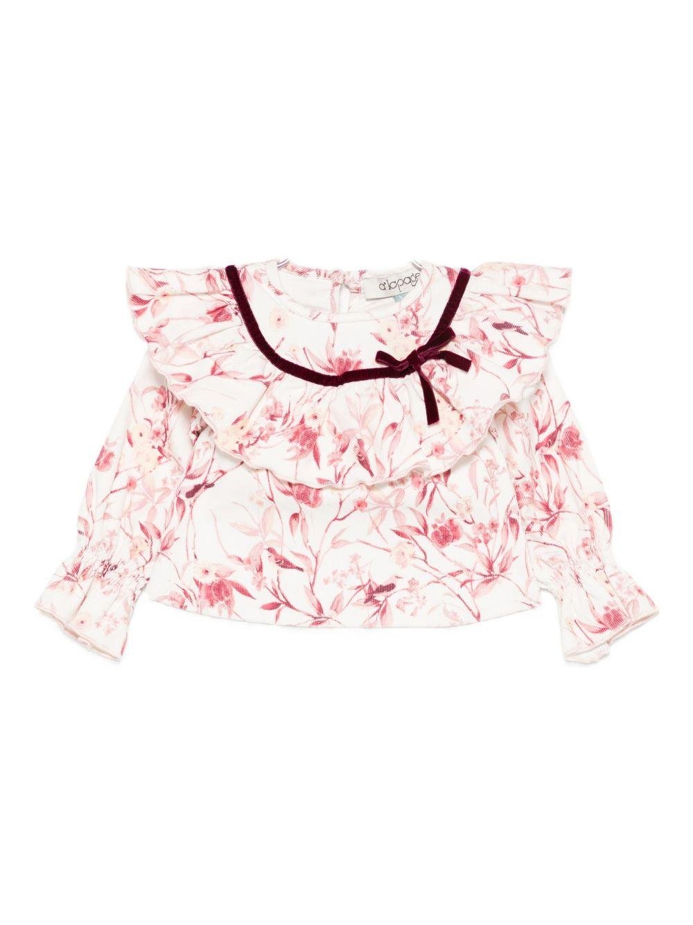 Camicia per neonata A'lapage rosa con stampa floreale - Rubino Kids