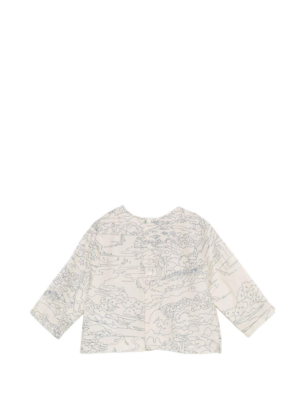 Camicia per neonata Bonpoint beige con stampa grafica all - over - Rubino Kids