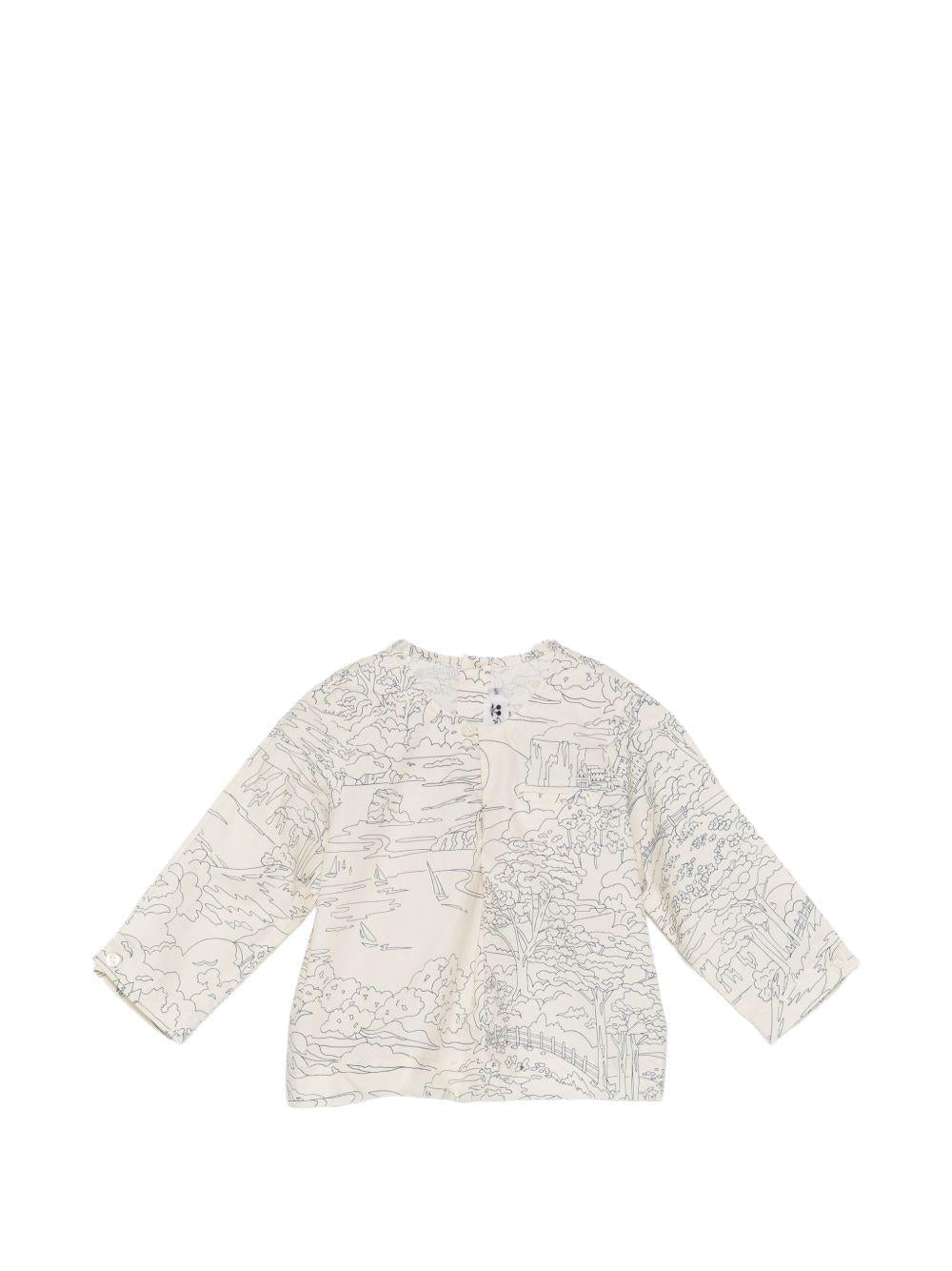 Camicia per neonata Bonpoint beige con stampa grafica all - over - Rubino Kids