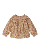 Camicia per neonata bonpoint rosa con scollo arricciato e polsini con ruches - Rubino Kids