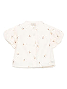 Camicia per neonata Donsje Ezrah beige con ricamo all - over - Rubino Kids